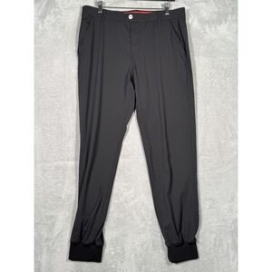 REDVANLY Pants Mens Large Black Golf Joggers Woven Stretch Cuffed Ankle Halliday